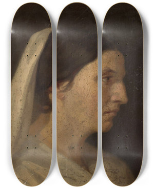 Triptych art skateboard deck of Zofia Szymanowskalenartowicz Portrait Of A Woman In Profile by Zofia Szymanowska-Lenartowicz (1825-1870)