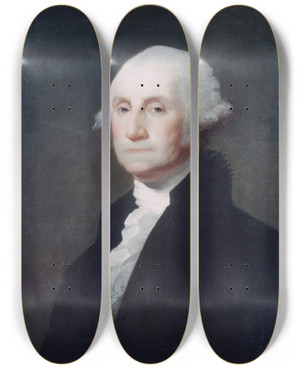 Triptych art skateboard deck of Gilbert Stuart George Washington_3 by Gilbert Stuart (1755-1828)