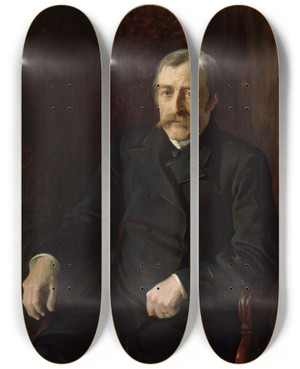 Triptych art skateboard deck of Albert Edelfelt Portrait Of Professor Carl Gustaf Estlander by Albert Edelfelt (1854-1905)
