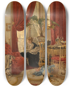 Triptych art skateboard deck of Numa Marzocchi De Bellucci Lattente by Numa Marzocchi De Bellucci