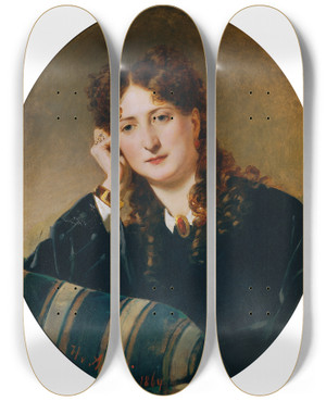 Triptych art skateboard deck of Heinrich Von Angeli Berta Preiss by Heinrich Von Angeli (1840-1925)