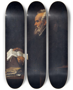 Triptych art skateboard deck of Francisco Ribalta Ramon Llull by Francisco Ribalta (1565-1628)