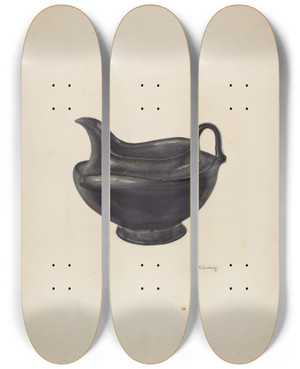Triptych art skateboard deck of William Ludwig Moravian Pitcher by William Ludwig