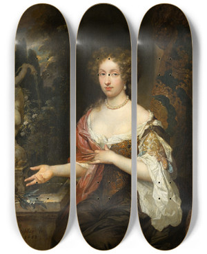 Triptych art skateboard deck of Caspar Netscher Portrait Of Maria Timmers by Caspar Netscher (1639-1684)