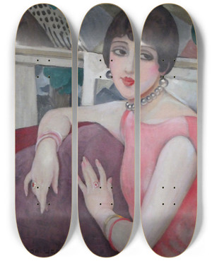 Triptych art skateboard deck of Gerda Wegener Lili Elbe Einar Wegener by Gerda Wegener (1886-1940)