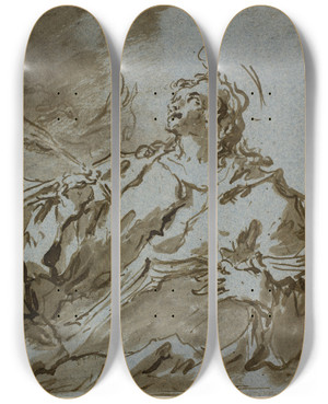 Triptych art skateboard deck of Francesco Guardi Evangelisten Johannes by Francesco Guardi (1712-1793)