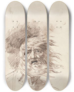 Triptych art skateboard deck of George Romney Lear In The Storm King Lear Act Iii Scene Ii by George Romney (1734-1802)