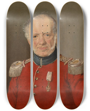 Triptych art skateboard deck of Jrgen Roed Portrait Of Colonel Von Darcheus by Jorgen Roed (1808-1888)