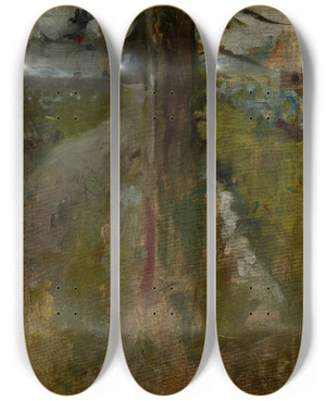 Triptych art skateboard deck of Olga Boznanska Landscape Motif_1 by Olga Boznanska (1865-1940)
