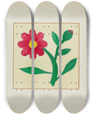 Triptych art skateboard deck of Cornelius Christoffels And Margaret Linsley Pieced Autograph Quilt 1 Piece_17 by Cornelius Christoffels And Margaret Linsley