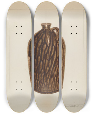 Triptych art skateboard deck of Annie B Johnston Stoneware Jug_3 by Annie B Johnston (20-)
