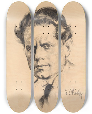 Triptych art skateboard deck of Samuel Johnson Woolf Max Reinhardt by Samuel Johnson Woolf (1880-1948)