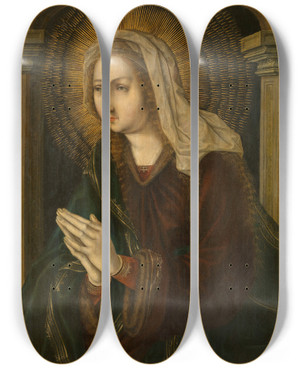 Triptych art skateboard deck of Jan Gossaert Afflicta Virgo by Jan Gossaert (1478-1532)