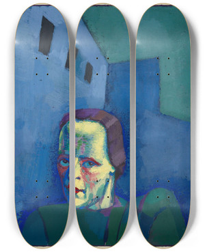 Triptych art skateboard deck of Karl Wiener Ohne Titel Weibliches Portrt_1 by Karl Wiener (1901-1949)