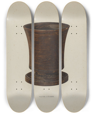 Triptych art skateboard deck of Walter Praefke Mortar by Walter Praefke