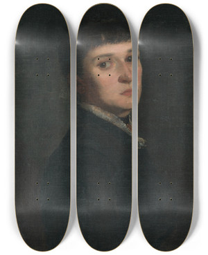 Triptych art skateboard deck of Eduard Hrik Portrait Of A Lady by Eduard Hrinak (1856-1917)