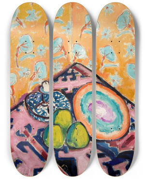 Triptych art skateboard deck of Alfred Henry Maurer Still Life_1 by Alfred Henry Maurer (1868-1932)