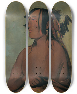 Triptych art skateboard deck of George Catlin Pariskaropa Two Crows The Younger by George Catlin (1796-1872) Triptych art skateboard deck of George Catlin Pariskaropa Two Crows The Younger by George Catlin (1796-1872)