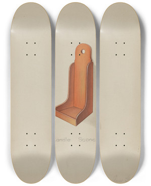 Triptych art skateboard deck of Anne Ger Shaker Candle Sconce by Anne Ger