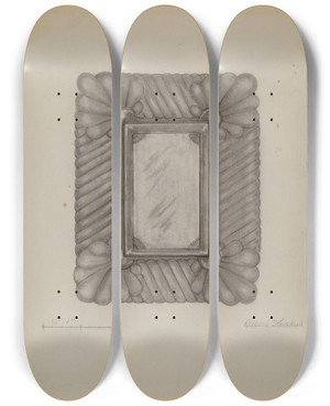 Triptych art skateboard deck of Florence Stevenson Mirror by Florence Stevenson
