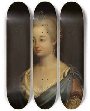 Triptych art skateboard deck of Jzef Simmler Portrait Of Mrs Kruszewska Ne Komorowska by Jozef Simmler (1823-1868)