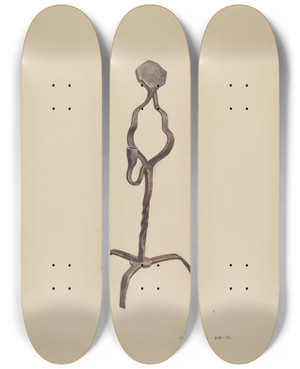 Triptych art skateboard deck of Leslie Macklem Combination Rushcandle Holder by Leslie Macklem