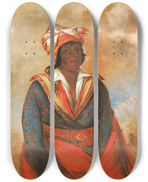 Triptych art skateboard deck of George Catlin Ktteeotbbee How Did He Kill A Noted Brave by George Catlin (1796-1872)