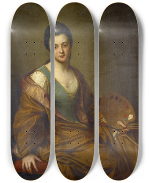 Triptych art skateboard deck of Jeanbaptiste Santerre Portrait Of Genevive Blanchot As Allegory Of Painting by Jean-Baptiste Santerre (1658-1717)