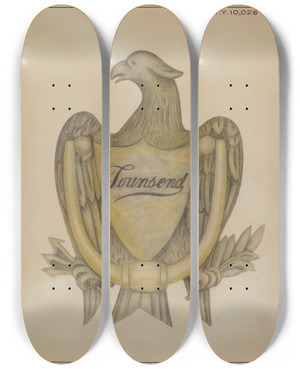 Triptych art skateboard deck of En Dunne Door Knocker_1 by E.N. Dunne