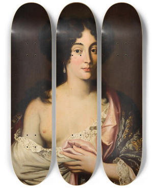 Triptych art skateboard deck of Workshop Of Ferdinand Voet Ortensia Mancini by Workshop Of Ferdinand Voet (1639-1689)