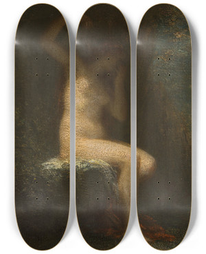 Triptych art skateboard deck of Henri Fantinlatour Ariane Abandonne by Henri Fantin-Latour (1836-1904)
