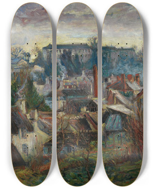 Triptych art skateboard deck of Emile Othon Friesz Falaise_1 by Emile Othon Friesz (1879-1949)