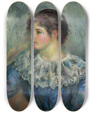 Triptych art skateboard deck of Pierreauguste Renoir Portrait En Buste De Jeune Fille by Pierre-Auguste Renoir (1841-1919)