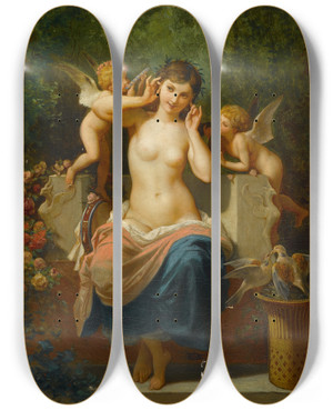 Triptych art skateboard deck of Henripierre Picou Les Amours by Henri-Pierre Picou (1824-1895)