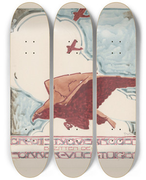 Triptych art skateboard deck of Reijer Stolk Ontwerp Voor Reclame Voor Fokkervliegtuigen by Reijer Stolk (1896-1945) Triptych art skateboard deck of Reijer Stolk Ontwerp Voor Reclame Voor Fokkervliegtuigen by Reijer Stolk (1896-1945)