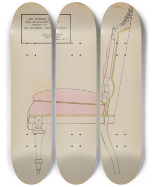 Triptych art skateboard deck of Jack Bochner Chair_2 by Jack Bochner