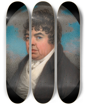 Triptych art skateboard deck of Adam Buck Portrait Of A Gentleman by Adam Buck (1759-1833)