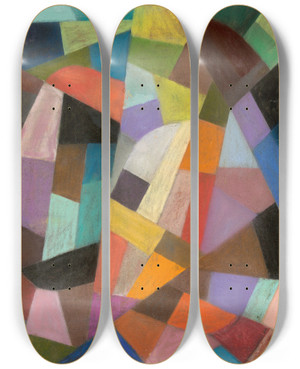 Triptych art skateboard deck of Otto Freundlich Untitled by Otto Freundlich (1878-1943)