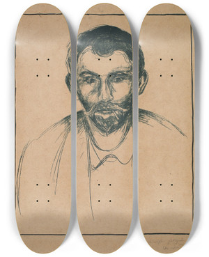 Triptych art skateboard deck of Edvard Munch Stanislaw Przybyszewski by Edvard Munch (1863-1944)