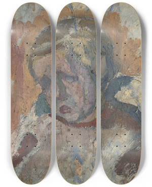 Triptych art skateboard deck of Frida Konstantin Head Study Of A Boy by Frida Konstantin
