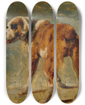 Triptych art skateboard deck of Johann Till The Younger Bernhardiner by Johann Till the younger (1827-1894)
