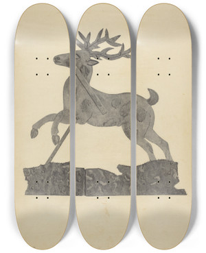 Triptych art skateboard deck of Helen Hobart Deer Weather Vane by Helen Hobart