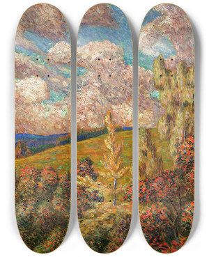 Triptych art skateboard deck of Konrad Mgi Maastik_1 by Konrad Magi (1878-1925)