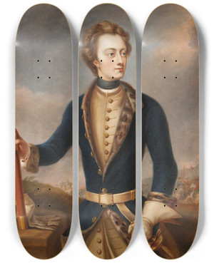 Triptych art skateboard deck of Michael Dahl Karl Xii 16821718 Count Palatine Of Zweibrcken King Of Sweden by Michael Dahl (1659-1743)