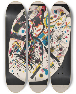 Triptych art skateboard deck of Wassily Kandinsky Kleine Welten Iii by Wassily Kandinsky (1866-1944)