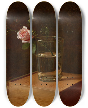 Triptych art skateboard deck of Franz Krger Rose Im Glas by Franz Kruger (1797-1857)