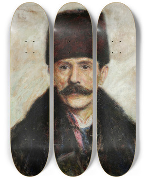 Triptych art skateboard deck of Wadysaw Podkowiski Portrait Of Ostaszewski by Wladyslaw Podkowinski (1866-1895)