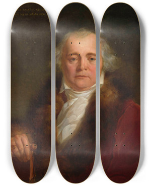 Triptych art skateboard deck of Antoni Brodowski Portrait Of Julian Ursyn Niemcewicz by Antoni Brodowski (1784-1832)