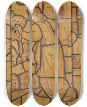 Triptych art skateboard deck of Sir Edward Coley Burnejones The Song Of Solomon I Opened To My Beloved by Sir Edward Coley Burne-Jones (1833-1898)