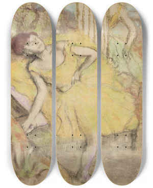 Triptych art skateboard deck of Edgar Degas Danseuse Au Repos by Edgar Degas (1834-1917)